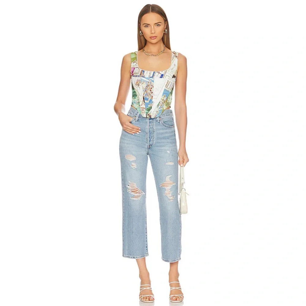 Levi's Light Blue Distressed Straight Leg Jeans